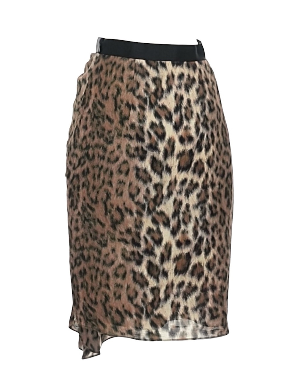 Joie Ornica Leopard Asymmetrical Midi Skirt Light Taupe Ruched Size 0 NWT